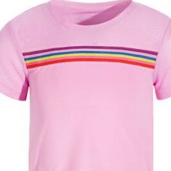 NEW ID Ideology Little Girls Multi-Stripe Shirt Sweet Alyssum pink, Tee shirt 6 - Picture 3 of 5